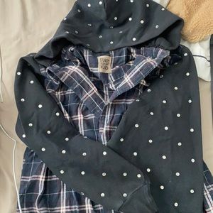 brand new never worn LF Jacket/Flannel Bedazzled arms and hoodie!